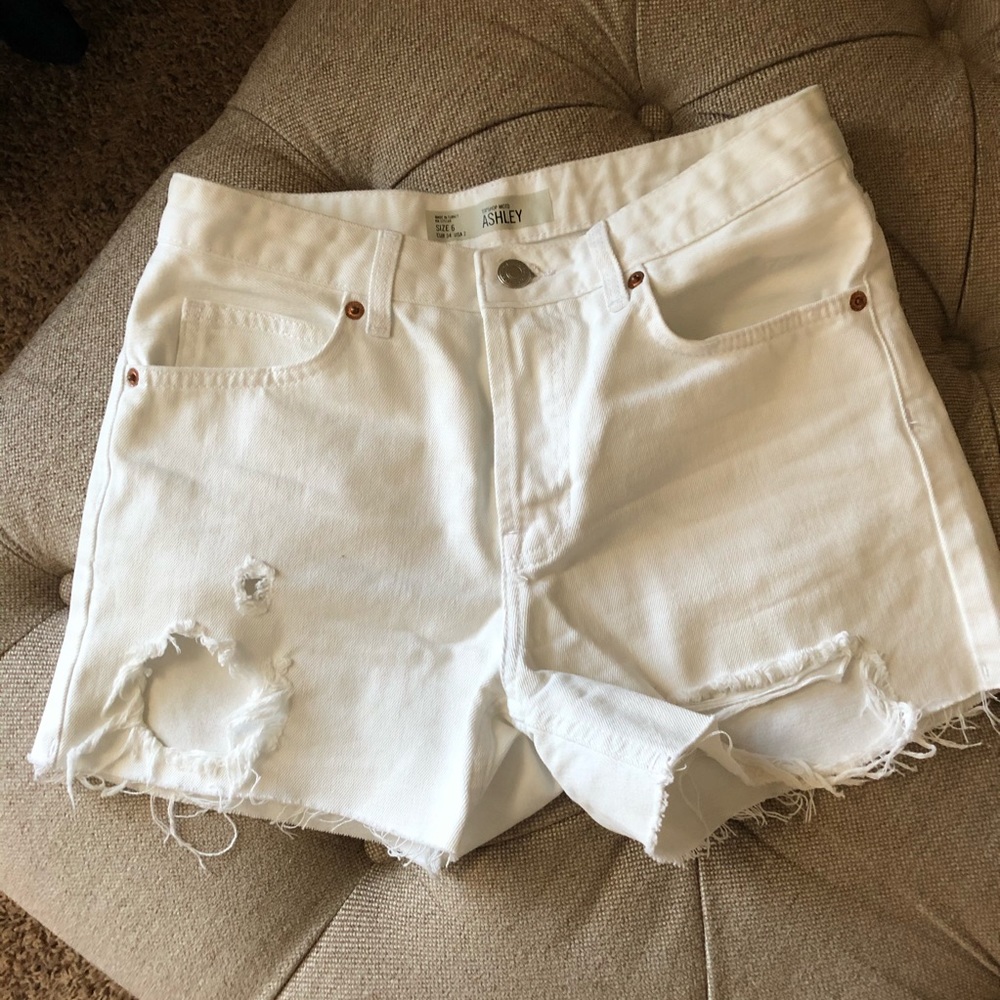 Topshop Ashley white denim shorts